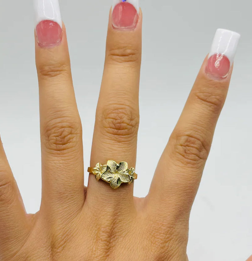 14k Hibiscus Flower Ring