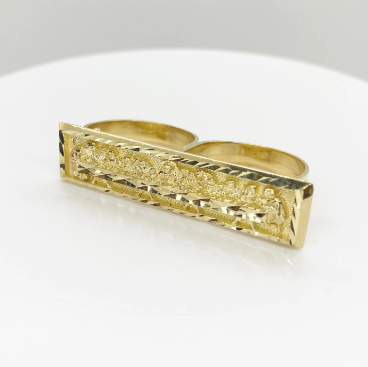 18K gold platted double finger ring