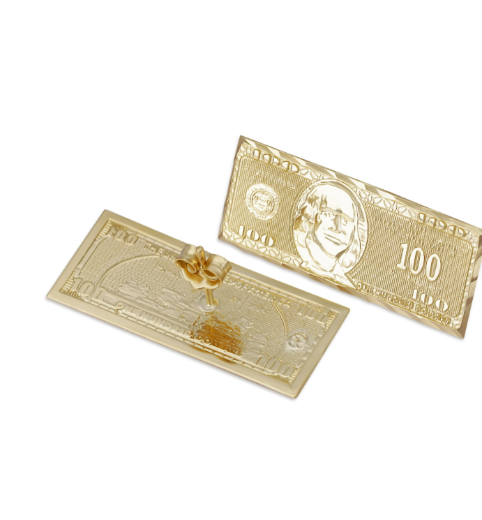 14k Money Bill Earrings