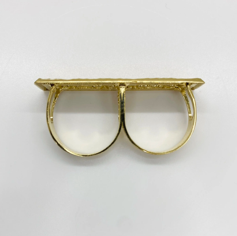 18K gold platted double finger ring