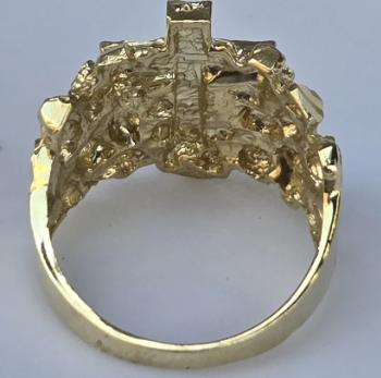14k cross nugget ring