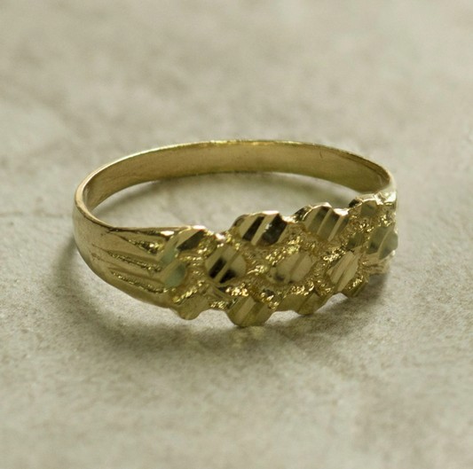 14k skinny nugget ring