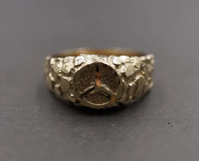 14k Mercedes Nugget Ring (stamped 14k)