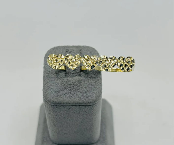 14k Heart Double Finger Nugget Ring