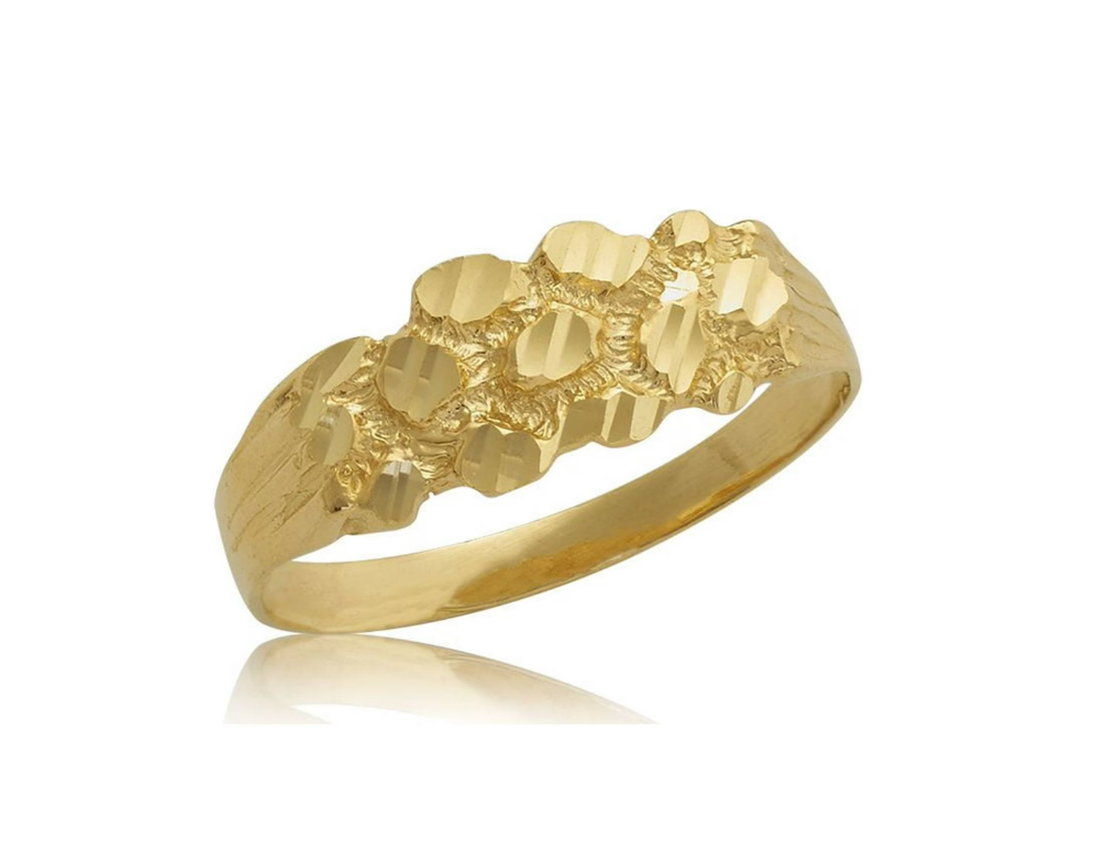14k skinny nugget ring