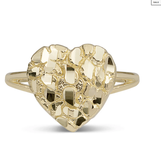 14k heart nugget ring