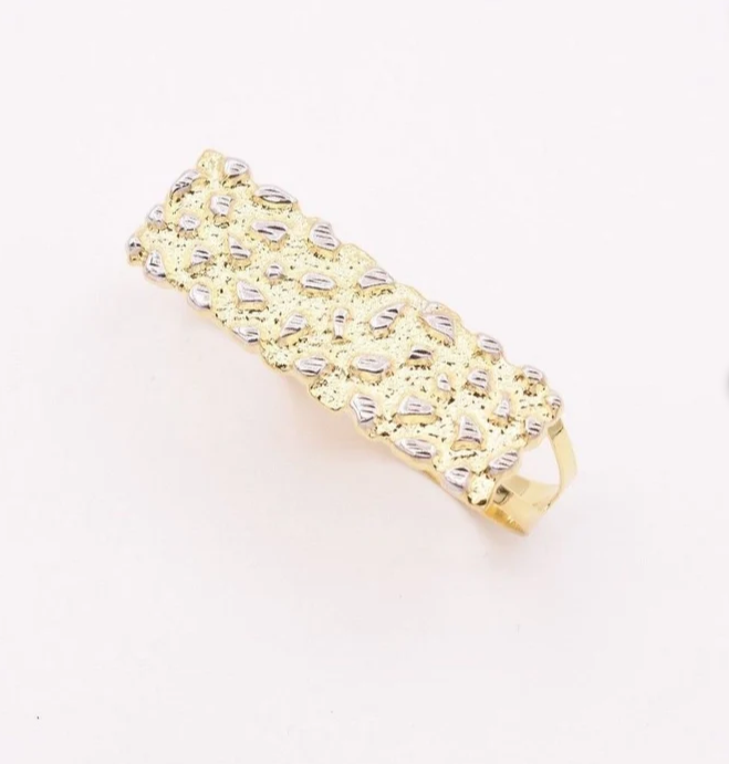 14k double finger nugget ring