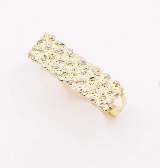 14k double finger nugget ring