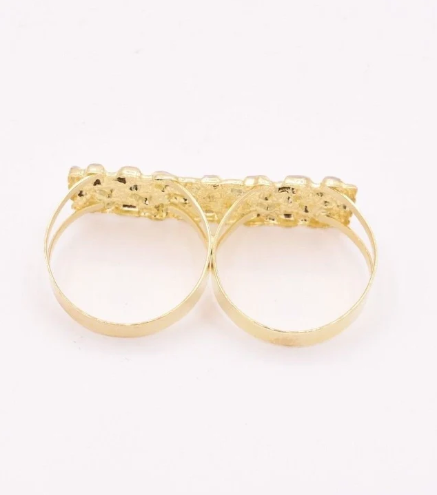 14k double finger nugget ring