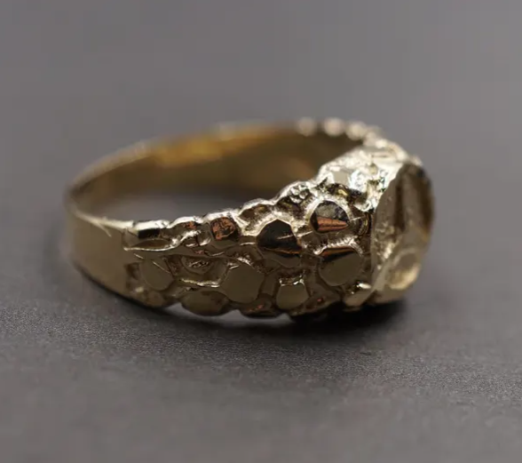 14k Mercedes Nugget Ring (stamped 14k)